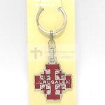 Breloc metal cruce Jerulasem rosu