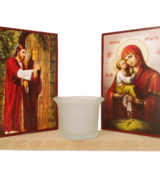 Candela lemn cu diferite icoane