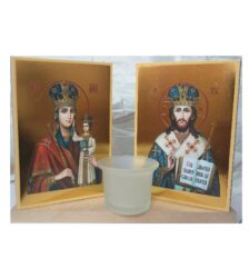 Candela lemn cu icoane aurii