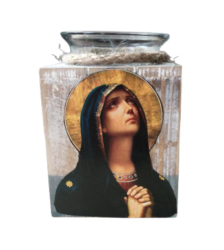 Candela lemn cu pahar si Icoana