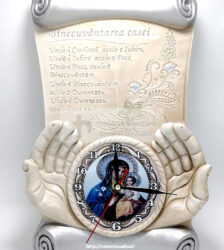 Ceas din ipsos Binecuvantarea Casei cu Icoana si floare