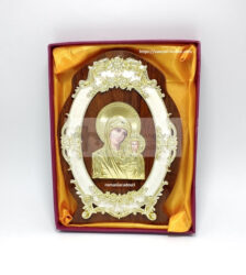 Icoana din lemn cu rama aurita Maica cu Pruncul