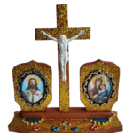 Iisus pe cruce din lemn cu iconite