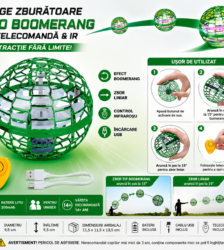 Minge Zburătoare UFO Boomerang Verde cu Telecomandă