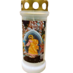 Lumanare Decorativa Alba cu Model Religios