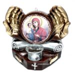 Candela ceramica cu Icoana Maicii cu 3 maini
