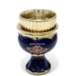 Candela ceramica mov cu pahar auriu