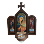 Candelă din lemn cu icoane vitraliu