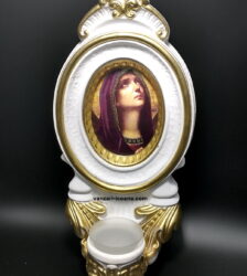 Candela mare alba rotunda cu icoana Maicii Domnului