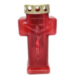 Candela rosie cu LED in forma de cruce