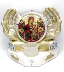 candela maini cu Icoana Tronul Maicii Domnului