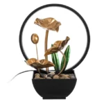 Fântână Arteziană Decorativă cu LED și Frunze Aurii