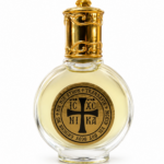 Mir Athos Trandafir Negru 8ml cu roll-on și capac auriu. Aromă florală elegantă, aplicare ușoară și design premium într-o sticluță rotundă din sticlă.