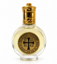 Mir Athos Trandafir Negru 8ml cu roll-on și capac auriu. Aromă florală elegantă, aplicare ușoară și design premium într-o sticluță rotundă din sticlă.