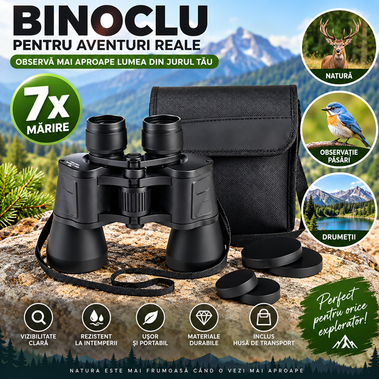 Binoclu 7x cu lentile antireflex roșii